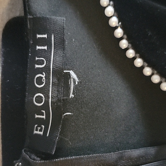 Eloquii Pearl Velvet Sweetheart Neckline Black Midi Dress, size 16 - Picture 5 of 8